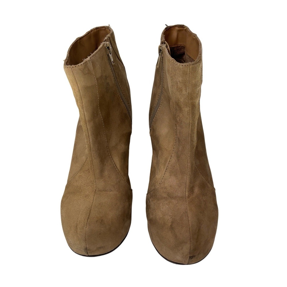 Jeffrey Campbell Platform  Beige Suede Ankle Boots Zip Up Back Goth Y2K Women 10